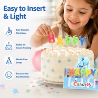 Bougies d'anniversaire colorées en forme de lettres avec points, à insérer sur un bâtonnet en bois, pour gâteau d'anniversaire, idéales pour les fêtes d'enfants