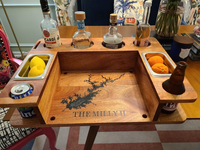Plateau alimentaire en bois canapé tasse et porte-boisson Snack Caddy plateau arrière-cour Cocktail Whisky Bar