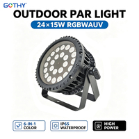 Projecteur LED extérieur puissant 24x15W RGBWAUV 6-en-1 DMX512 avec ventilateur de refroidissement et dissipateur thermique IP65 pour scène