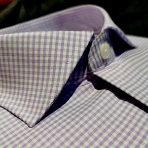 Camisa Formal para Hombre, 100% Algodón, Diseño Geométrico a Cuadros <span class=keywords><strong>Vichy</strong></span> Morado |   Camisetas de Verano Personalizables, Transpirables y Ecológicas - Product Image 3