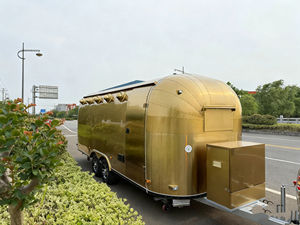 Golden Streamlined Stainless Steel 13ft Food Trailer for Fast Food Ice <b>Cream</b> Desserts at Night Markets Parks Street <b>Fairs</b> - Product Image 5