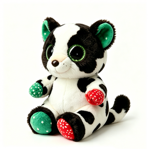 Peluche de gato manchado personalizable, juguete de peluche blanco y negro, lindo animal de peluche - Product Image 1