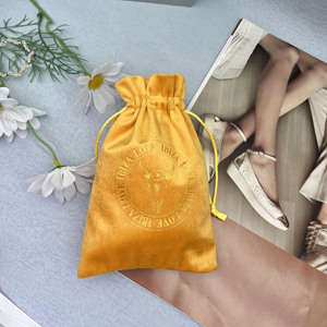 Pochette en velours jaune sur mesure, super douce et luxueuse, pour bijoux, avec cordon de serrage, sac de protection contre la poussière, emballage cadeau, sac cosmétique - Product Image 6