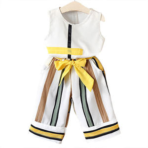 Ensembles de vêtements pour enfants, ensembles de pantalons bohèmes pour bébés filles avec chemise sans manches en gros - Product Image 1