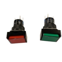 Bouton-poussoir momentané rectangulaire LAY50-16AJ-11D 16mm, 6, 12, 24V, 36V, 48V, 110V, 127V, 220V, SPDT, à réinitialisation automatique, éclairé, 5 cinq broches