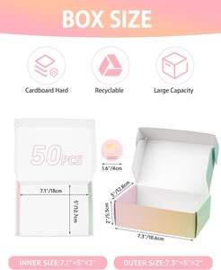 Petites boîtes d'expédition colorées, 7x5x2 pouces, boîte d'emballage mignonne pour cadeau, lot de <span class=keywords><strong>50</strong></span> - Product Image 4