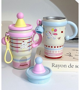 Logotipo personalizado 600ml lindas <span class=keywords><strong>tazas</strong></span> de acero inoxidable caliente y frío Thermoses 20oz vaso para niños con mango - Product Image 5