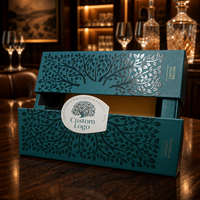 Boîte cadeau pour vin personnalisée à double porte magnétique, boîte d'emballage en papier rigide de luxe pour bouteille de vin de 750 ml