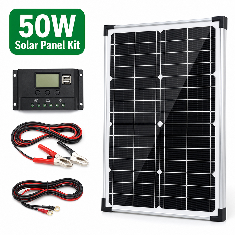 Wholesale 50W <strong>12V</strong> Monocrystalline <strong>Solar</strong> <strong>Panel</strong> <strong>Kit</strong> 10W 30W 50W 80W 100W Small <strong>Solar</strong> <strong>Panels</strong> with Custom Cable Optional Controller