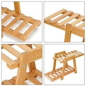 2 Katlı Ayaklı Çok Amaçlı Balkon Bambu Malzeme Saksılık - Product Image 6