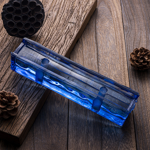 LZX <span class=keywords><strong>Solid</strong></span> Blue Farbe Kunden spezifisches Muster Glas Ziegel Transparentes Glas Flach Umwelt freundlich Feuer beständig Zeitgenössisch Outdoor - Product Image 1