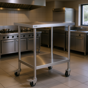 Tavolo da Lavoro in Acciaio Inox Vevor 24 X 30 Pollici, Altezza Regolabile, 4 Ruote, Attrezzatura per Cucine Commerciali e Ristoranti - Product Image 2