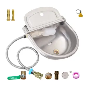 Automatic Splash Proof Dog Water Bowl with Float Valve and Blow down Water Valve, Outdoor Quick Interface Livestock Water Trough