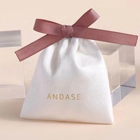 Pochette en coton pour bijoux avec impression de logo personnalisé, sac pour boucles d'oreilles, collier, bracelet, mini sac en velours pour cadeau de Noël avec cordon de serrage