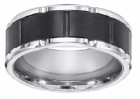 Bague de mariage pour homme en carbure de tungstène bicolore 8,5 mm, motif brique, noir et argent satiné, ajustement confortable, logo personnalisé OEM ODM