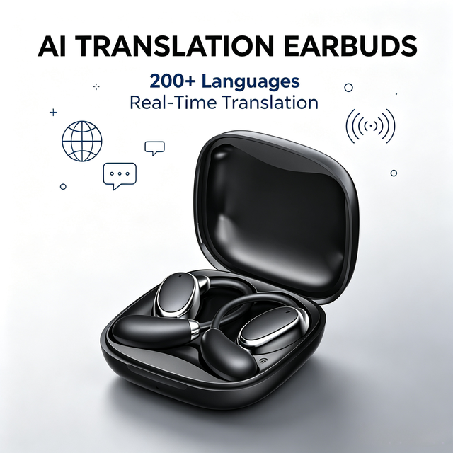Business Travel OWS Open-Ear AI Translation Earbuds Wireless for 5.4 Real-Time 200+ Languages App Control MP3 Playback ENC.