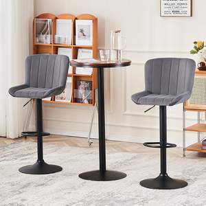 Sillas de Bar tapizadas altas giratorias modernas Taburetes de Bar de altura de mostrador ajustables Juego de <span class=keywords><strong>2</strong></span> con respaldo de terciopelo para isla de cocina - Product Image 3