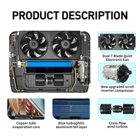Climatiseur de toit silencieux tout-en-un 9000 BTU pour voiture et camion électrique, 12/24 V CC, compresseur scroll électrique HFC134a