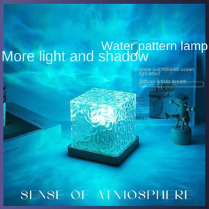 Lámpara Nocturna con Efecto <span class=keywords><strong>de</strong></span> Ondas <span class=keywords><strong>de</strong></span> Agua <span class=keywords><strong>de</strong></span> Cristal, Diseño Cuadrado <span class=keywords><strong>de</strong></span> Estilo Moderno, Luz <span class=keywords><strong>de</strong></span> Ambiente para Mesita <span class=keywords><strong>de</strong></span> Noche, Aurora Boreal, LED Impermeable, Navidad - Product Image 3
