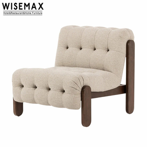 WISEMAX Mobilier de salon vintage en bois massif Canapé simple Chaise en peluche avec bouton en <span class=keywords><strong>cuir</strong></span> capitonné <span class=keywords><strong>Fauteuil</strong></span> <span class=keywords><strong>club</strong></span> d'appoint - Product Image 4