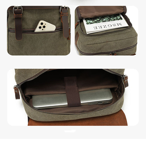 Unisex Outdoor <strong>Canvas</strong> with Crazy Horse Leather <strong>Backpack</strong> Custom Logo High Quality Waxed <strong>Canvas</strong> Laptop <strong>Backpack</strong> - Product Image 4