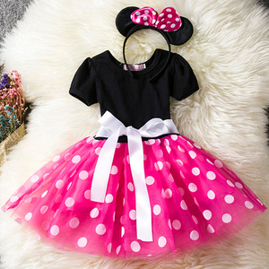 Halloween Cosplay <strong>Clothing</strong> Set Polka Dot Fluffy Skirt <strong>Mouse</strong> Ear Headband <strong>Minnie</strong> Costume Kids 1-6Year DISN-004 - Product Image 4