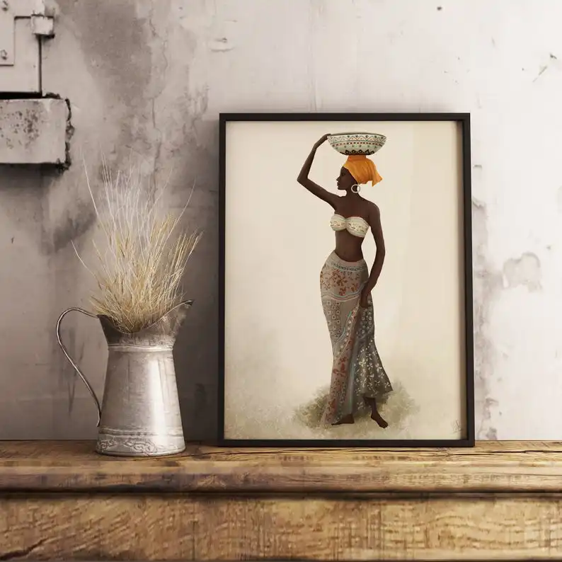 अफ्रीकी महिला पेंटिंग दीवार कला कमरे में रहने वाले सजावट काली औरत के लिए पोस्टर