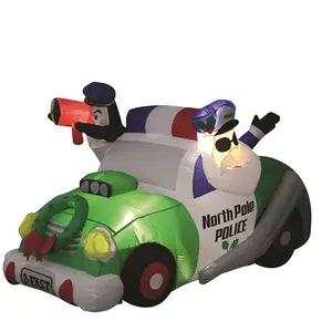 Inflatable police car with santa for yard decoration