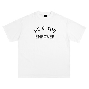 Camiseta de Algodón Puro Estampada Personalizada, Corte Holgado, para Hombre, Verano, Casual, con Patrón de Letras, Tallas S M L XL, Blanca, Estilo Juvenil Moderno - Product Image 2