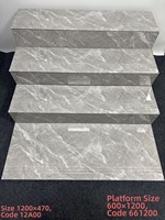 Carreaux de porcelaine gris clair brillant veiné effet marbre, modernes, antidérapants, rectangulaires, pour marches d'escalier de salle de bain, maison, hôtel, vente en gros