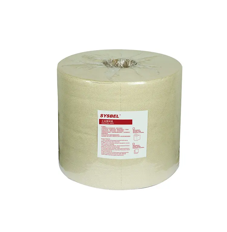 Sysbel Ce Certificaat Voor Heeft Sterke Olie Absorptie En Waterabsorptie 100% Pure Houtpulp Industriële Veeg Papier Rol
