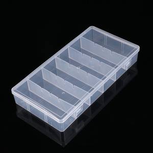 Caja de almacenamiento de plástico transparente rectangular con 6 compartimentos para piezas de joyería, contenedor de almacenamiento de escritorio para organizar el hardware, 21x11x3,3 cm - Product Image 5