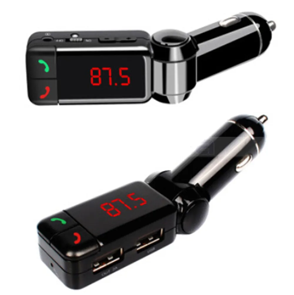 2 USBポートカーチャージャー (カーFMトランスミッター付き) ワイヤレス5V2Aカーライターチャージャー (スマート携帯電話用)