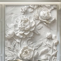 Décorations murales, art mural, relief floral, sculptures en pierre faites à la main, relief en fibre de verre