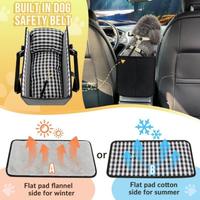Siège de voiture rectangulaire de luxe en peluche pour animaux de compagnie, repose-bras portable pour chien, siège à carreaux pour petit chien avec coussin et ceinture de sécurité, sac de transport pour animaux de compagnie
