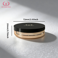 Boîtier à poudre vide en ABS rond double couche, miroir brillant noir, or champagne, estampage à chaud, logo personnalisé, OEM, vente en gros, en vrac