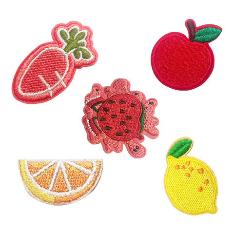 Self-Adhesive Embroidery Patches for Hat Factory-Sourced Fruit Vegetable Badges Hook Loop Accessory Cloth Sticker for Hat