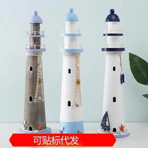 Faro de Madera Estilo Mediterráneo de 75 cm, Decoración para Bodas con Temática Oceánica - Product Image 5