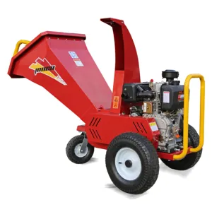 CE Approved 12hp electric start diesel engine mobile wood chipper