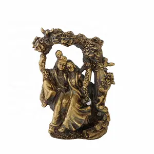 Customized Statue of Lord Krishna Resin Buddha Figure Riding on the Swing Indoor Furniture Sculpture Bronze Decoration