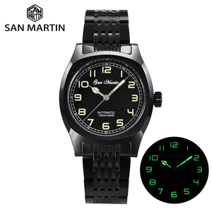 Reloj Mecánico para Hombre <span class=keywords><strong>San</strong></span> <span class=keywords><strong>Martin</strong></span> SN0026-G-AH, Diseño Original, Plateado Negro, Estilo Deportivo Vintage, Simple, Clásico y de Lujo - Product Image 1