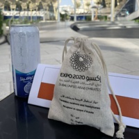 Petite pochette cadeau en coton naturel et lin, imprimée sur mesure, réutilisable, avec cordon de serrage, pour souvenirs d'exposition, utilisation promotionnelle