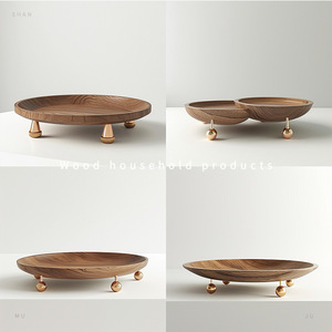 Walnut Wood <b>Tray</b> Oval Shape With Copper Legs For Desk <b>Storage</b> Food Serving Home Office Use - Product Image 5