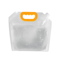 Logo personnalisé Sac pochette à bec en plastique transparent pour boisson Sac à grains de détergent Poignée transparente pour lessive liquide Sac à bière de grand calibre