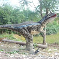 Costume de dinosaure Velociraptor réaliste sur mesure, taille réelle, bleu vif, en métal, pour utilisation en intérieur/extérieur, aire de jeux publique, aventure
