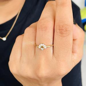 Bague en or massif 14K avec diamant naturel Sunrise. - Product Image 2