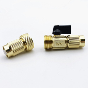 Connecteur d'eau de jardin en laiton, raccord fileté 3/4 pouce avec interrupteur pour tuyau - Product Image 1