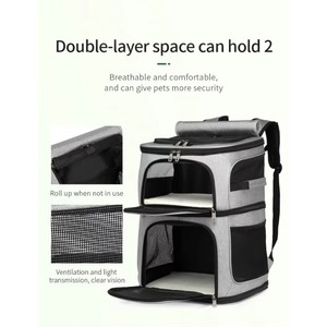 Sac à dos pour animaux de compagnie de luxe à double couche, le plus populaire de 2022, fabriqué par une usine BSCI, sac à dos souple pour chat et autres animaux de compagnie. - Product Image 3