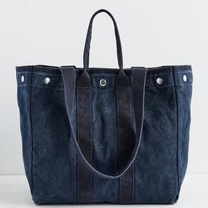 卸売りカスタムロゴショルダーストラップジッパー大きなワックスキャンバストートバッグ - Product Image 2