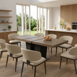 <span class=keywords><strong>Mesa</strong></span> de <span class=keywords><strong>Comedor</strong></span> <span class=keywords><strong>Extensible</strong></span> y Plegable de Madera Ecológica <span class=keywords><strong>para</strong></span> <span class=keywords><strong>10</strong></span> <span class=keywords><strong>Personas</strong></span>, Negra, con Base de Pedestal Doble Resistente, Estilo Moderno - Product Image 2